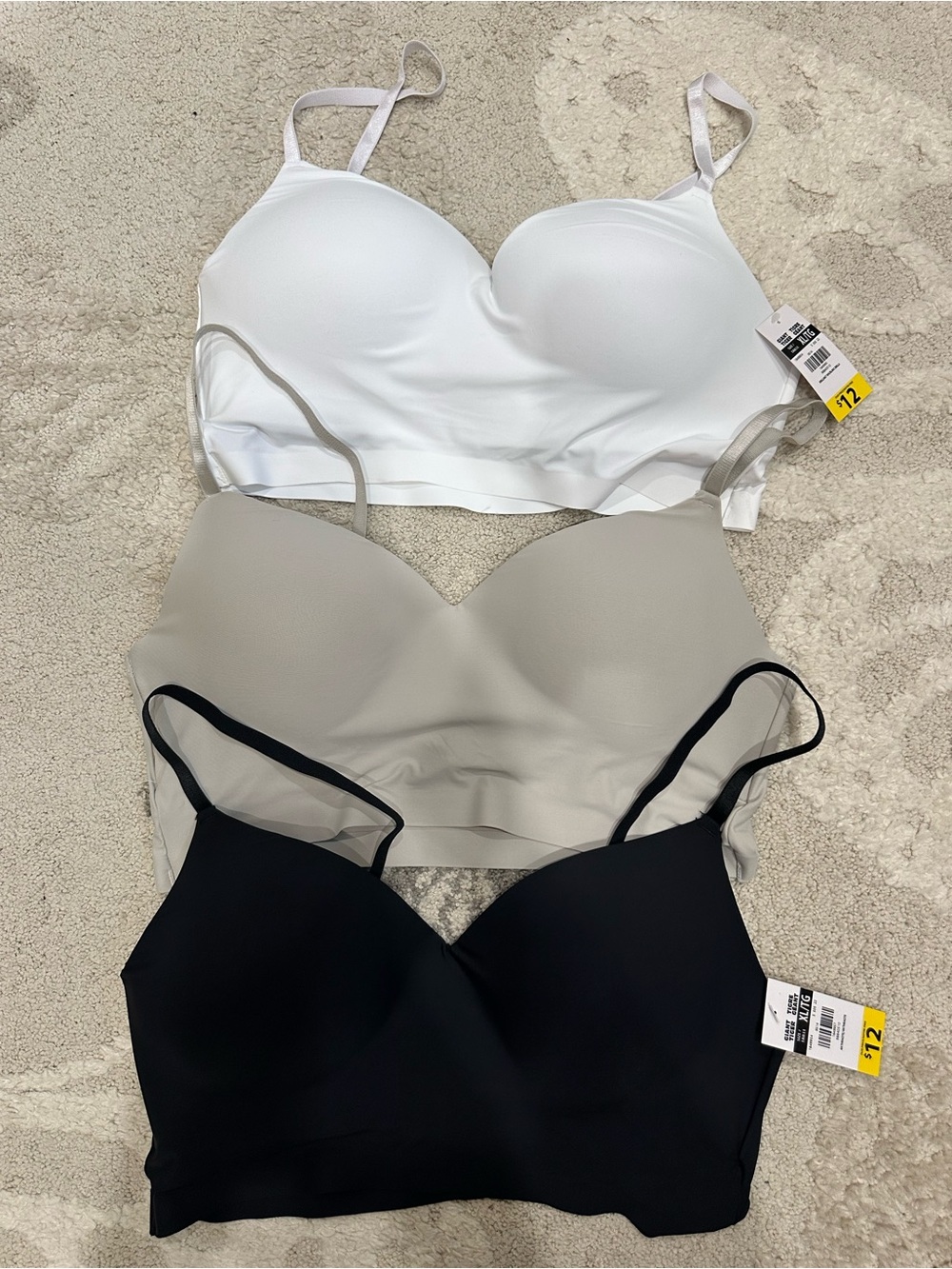Carisma Seamless Padded Bralettes - White, Gray, Black